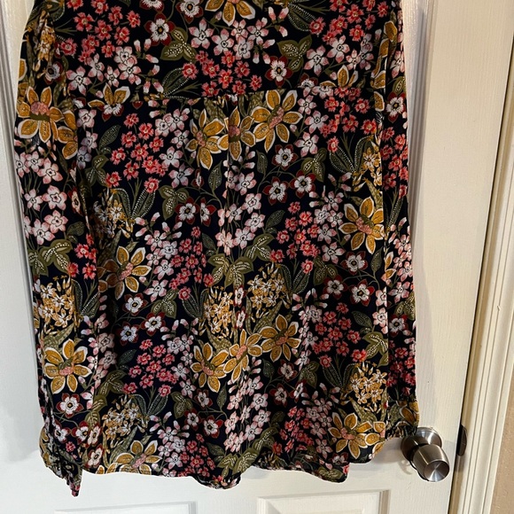 Talbots Black Floral Blouse with Yellow and Red Accents - Picture 7 of 8